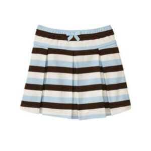 Gymboree girl knit pull on striped skirt shorts skort pleated blue brown white 5